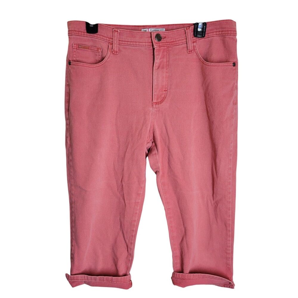 LEE Womens Size L 34? Pink Solid Capri Jeans